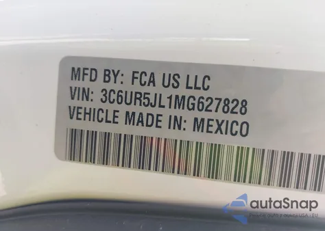 2021 Ram 2500 Big Horn 4X4 8' Box z USA, uszkodzony, nr VIN 3C6UR5JL1MG627828